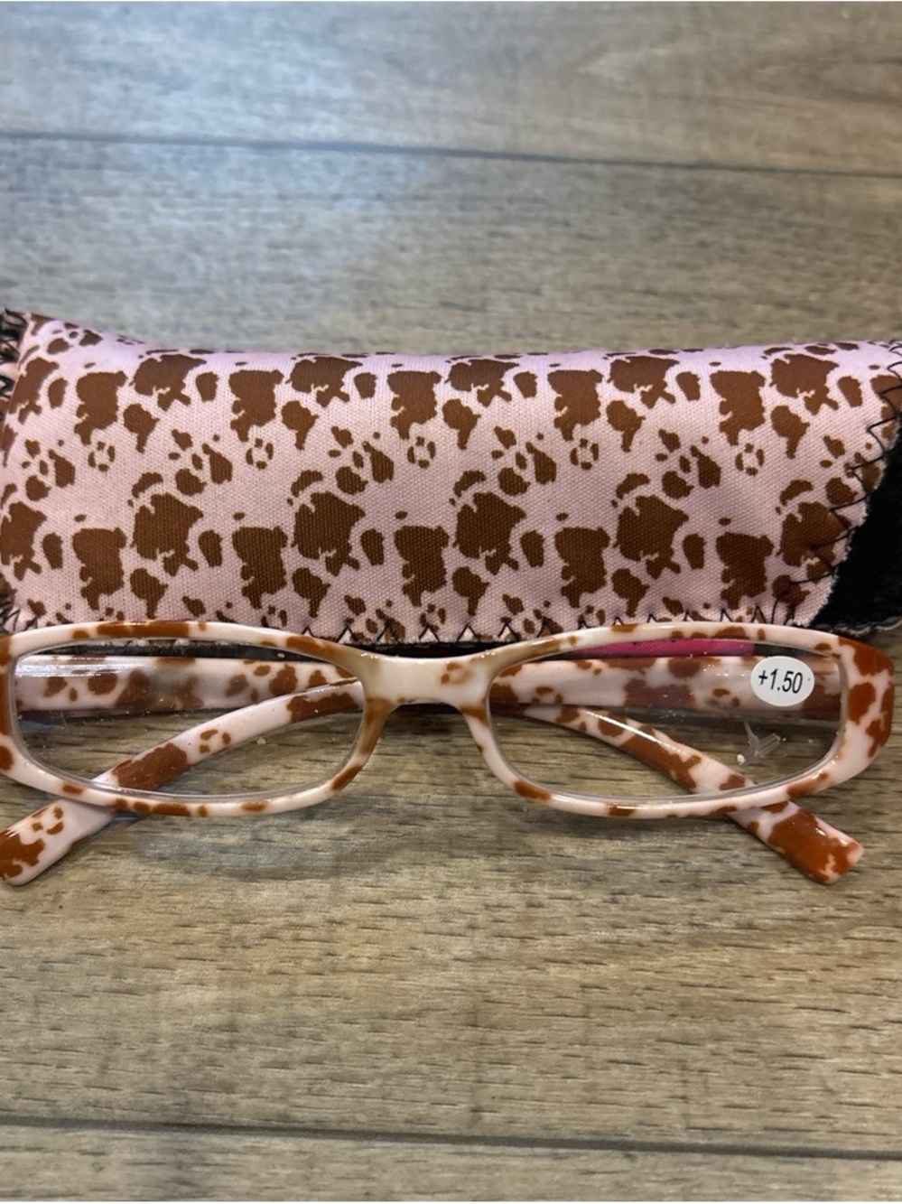 Simply Southern Pink and Brown Patterned Reading Glasses with Soft Case